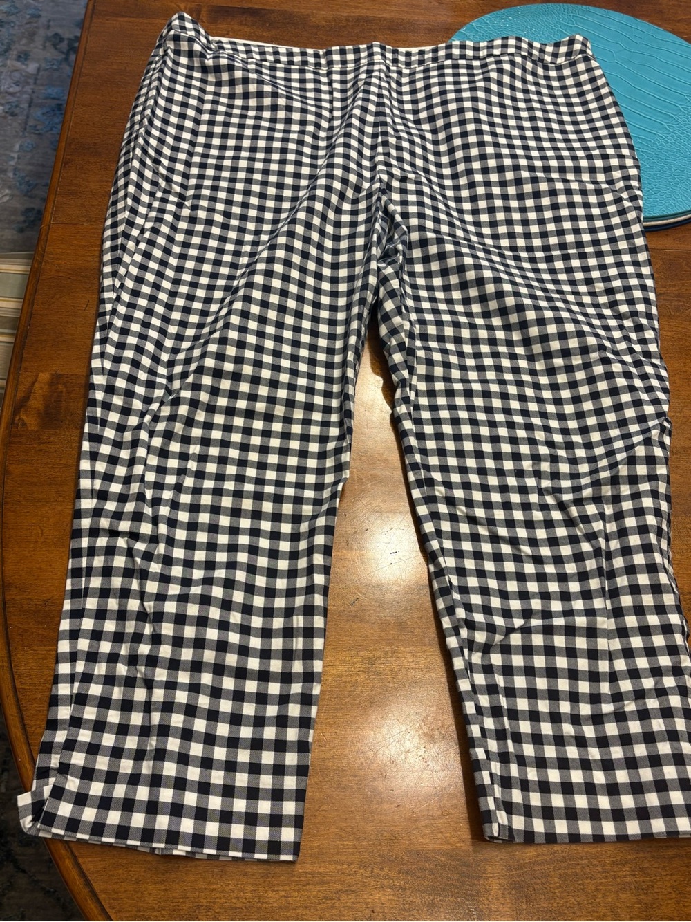 Woman’s Navy & White Gingham Chino Pants